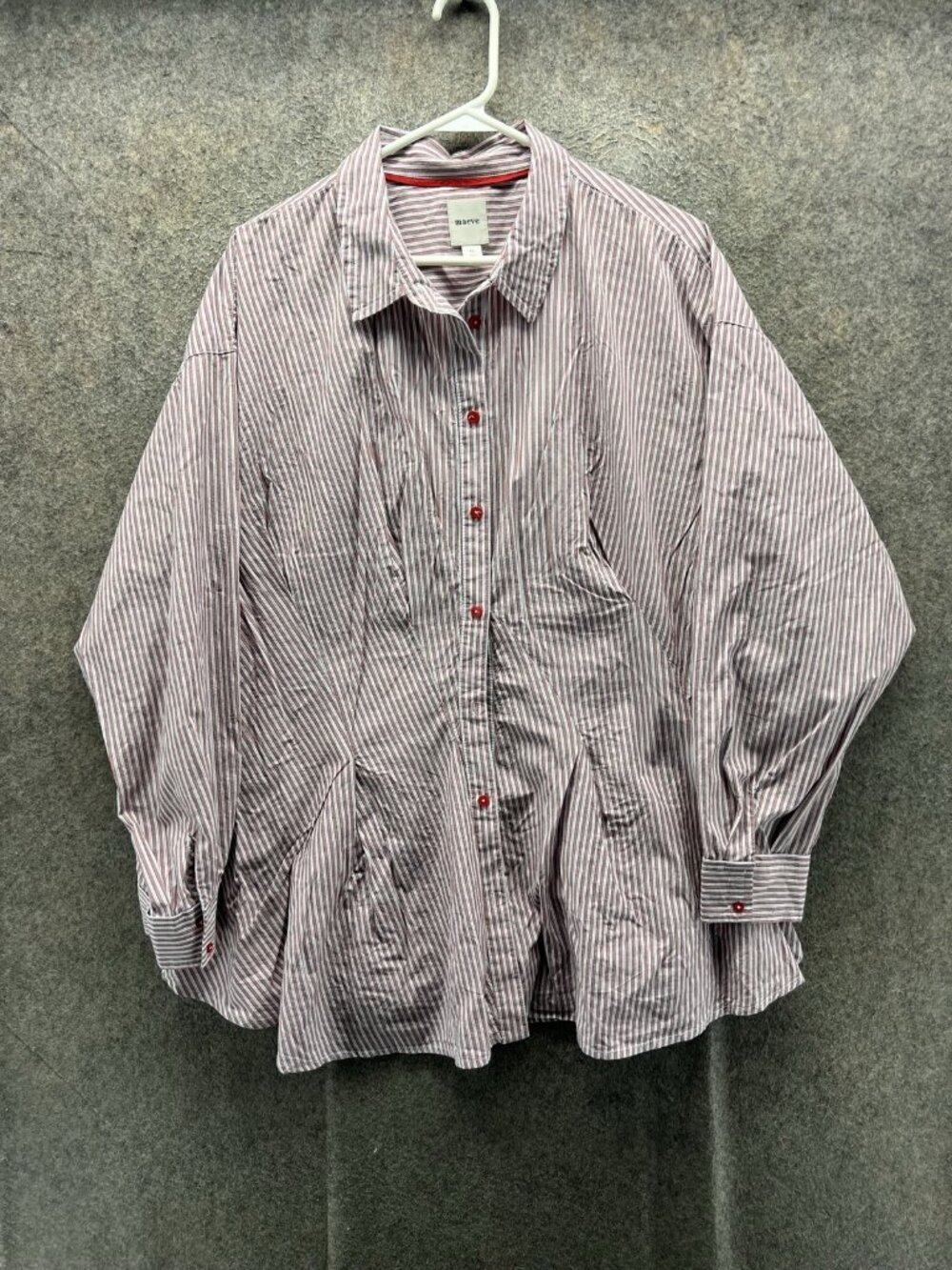 Maeve Shirt Women XL Red Stripe Collared Long Sleeve Button Up Tunic Casual